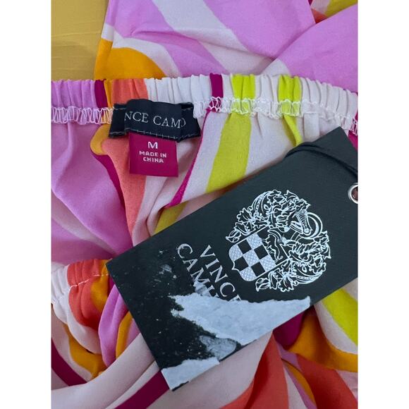 Vince Camuto Striped Off The Shoulder Bubble Sleeve Tie Front Blouse Multi M NWT - Picture 6 of 7